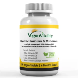 Vegan Vitality Multivitamins & Minerals with High Strength Vitamin B12